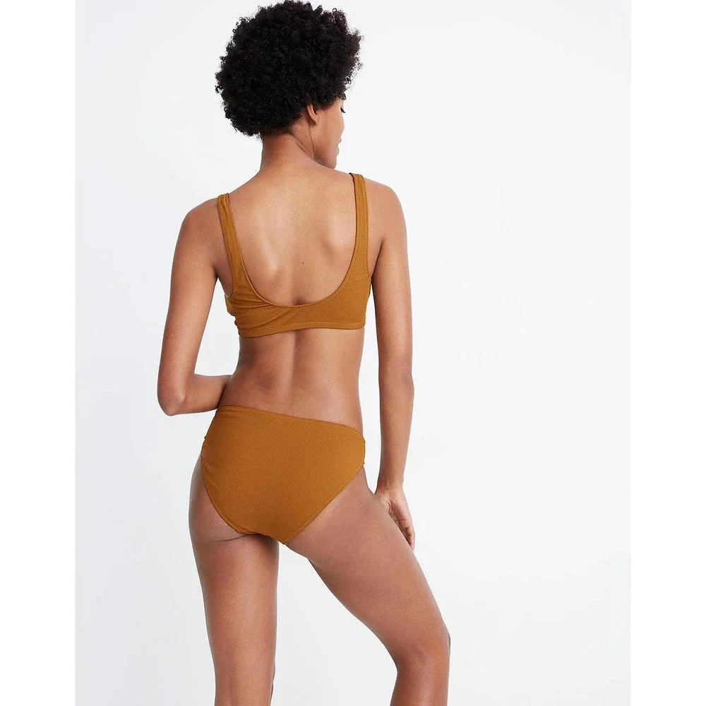 Madewell Second Wave‎ Ribbed Hipster Bikini Bottom Women XL Burnished Amber NWT